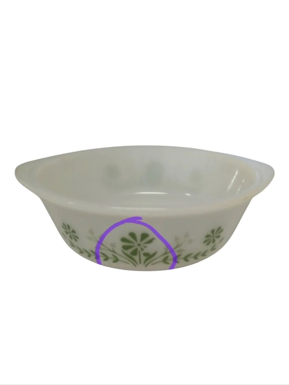 Vintage Glasbake Green Daisy 1.5 Quart Baking Dish